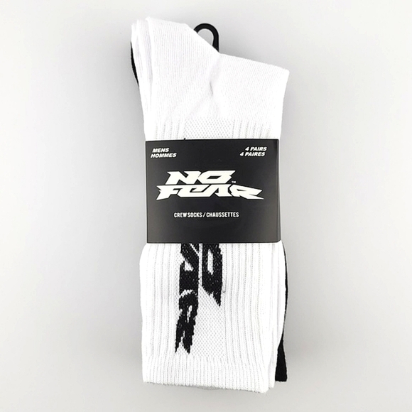 No Fear Men's Crew Socks Ribbed Black & White 4 Pairs OS - Picture 1 of 8
